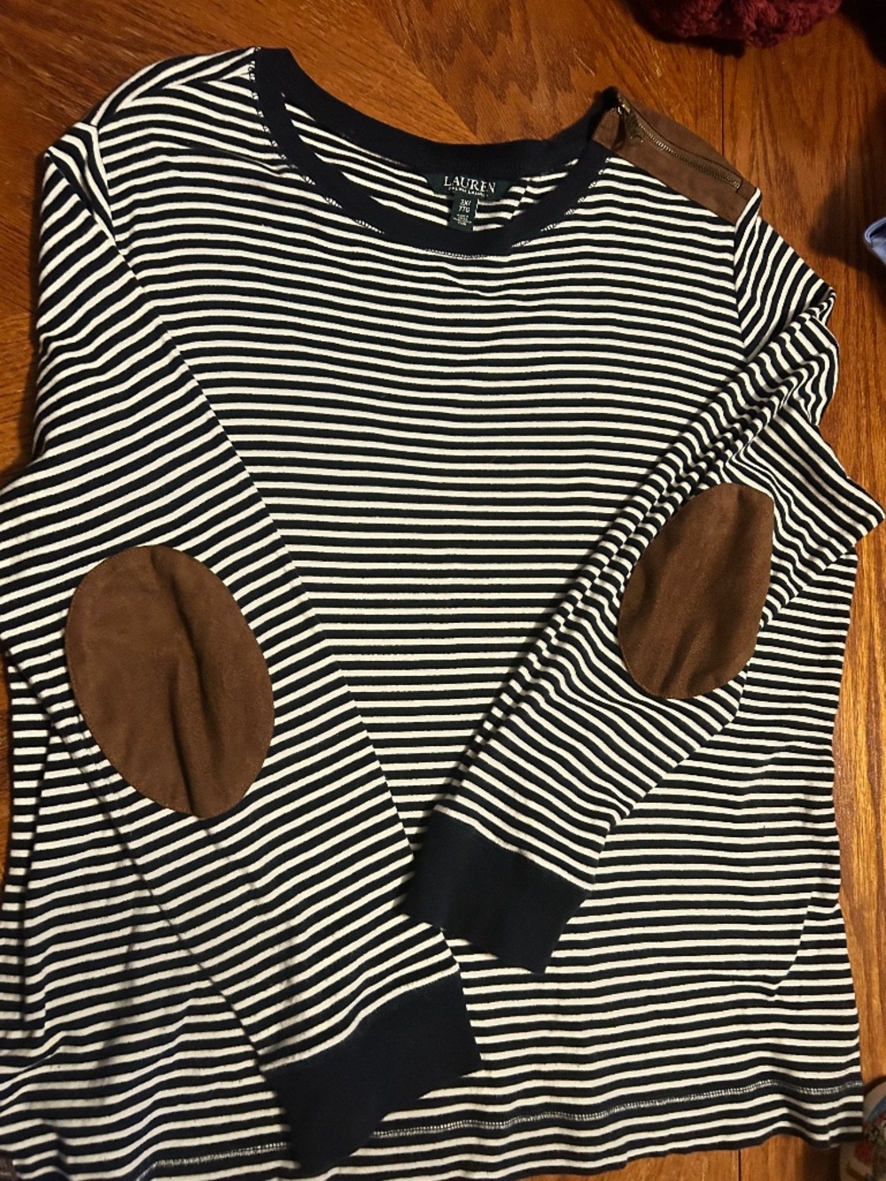Lauren Ralph Lauren LRL Women's Striped Long Sleeve with Elbow Pads Size 2x